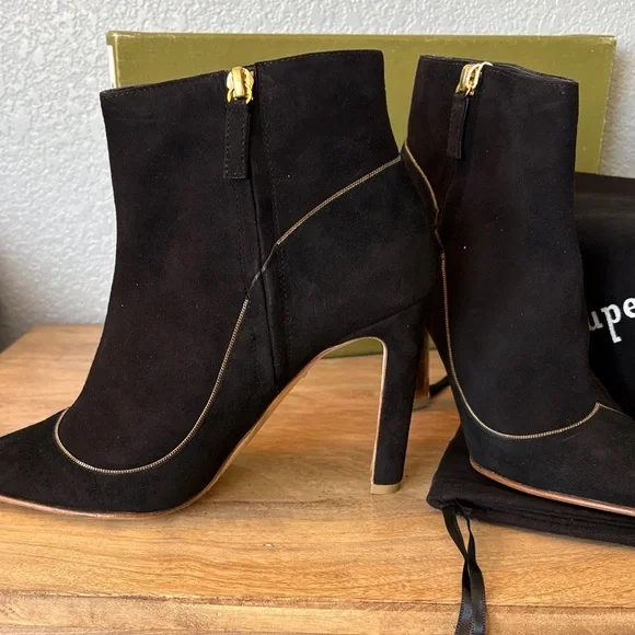 Rupert Sanderson Black & Gold Heeled Boots- all luxury leather materials! - Picture 5 of 11